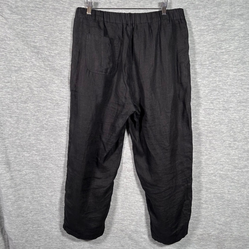 Quince 100% European Linen Pants Womens Large Black Ankle Cropped Lagenlook - Picture 3 of 6